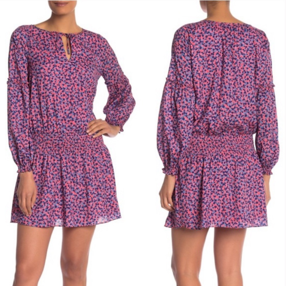 Parker Vibrant Pink and Blue Long Sleeve Dress